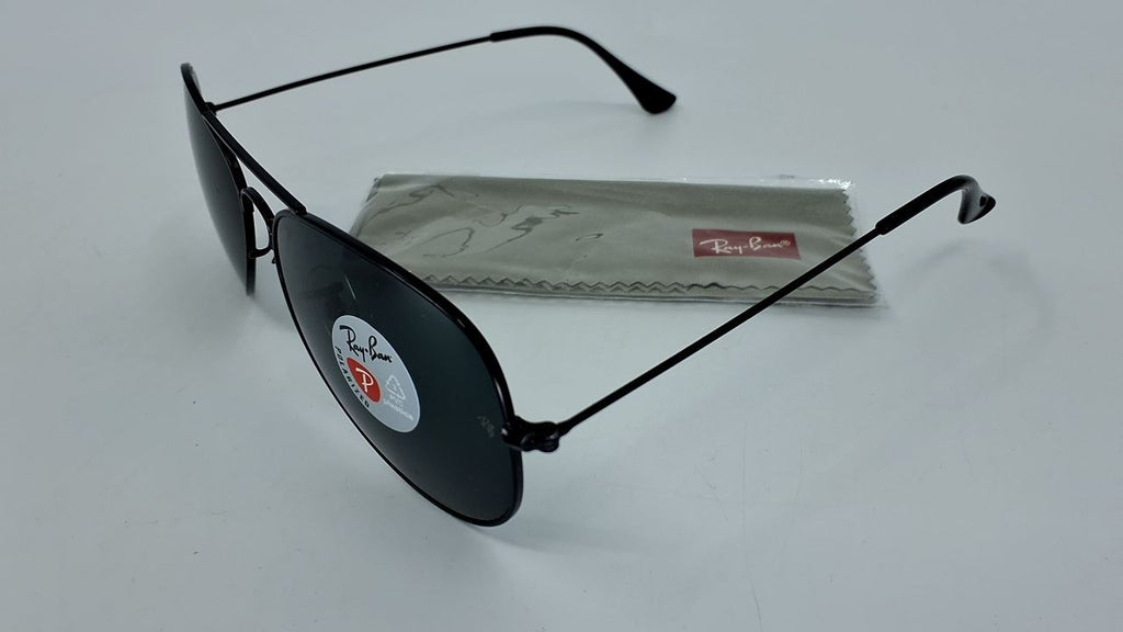 Ray-Ban RB3025 Aviator Metal Sunglasses L2823 Black G-15 Green + Accessories