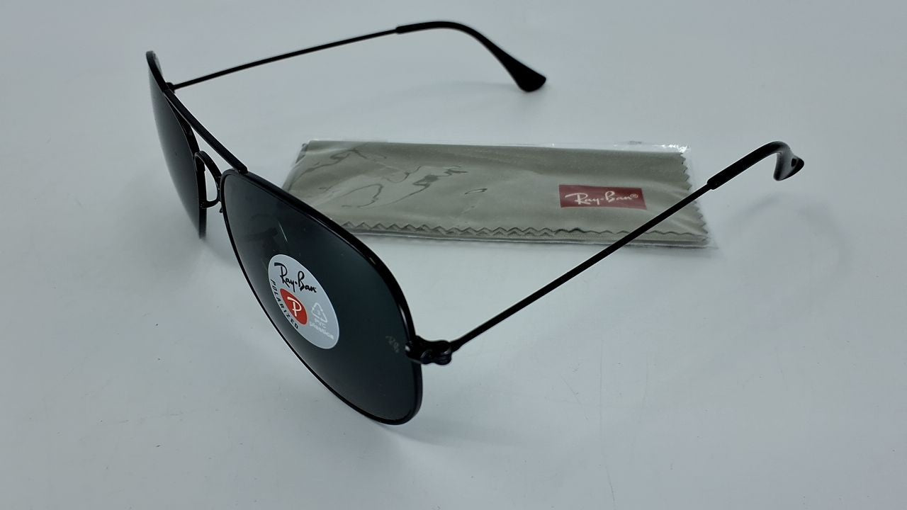 Ray-Ban RB3025 Aviator Metal Sunglasses L2823 Black G-15 Green + Accessories