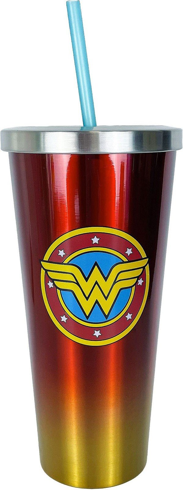 DC Comics Wonder Woman Tumbler 24oz - Stainless Steel Travel Cup w/ Straw