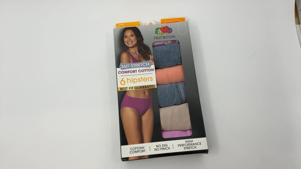 Fruit of the Loom Women's Hipster Underwear, 6 Pack, Plus Size, Cotton Blend