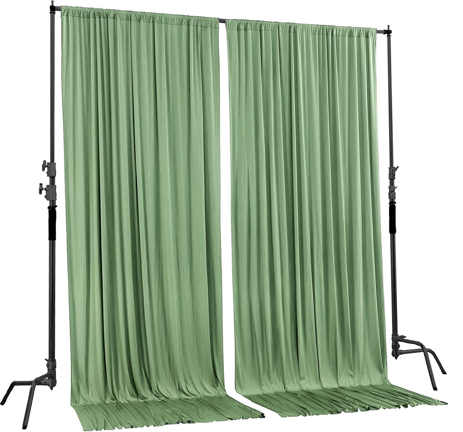 Sage Green 10ft x 8ft Polyester Backdrop Curtains w/ Rod Pockets
