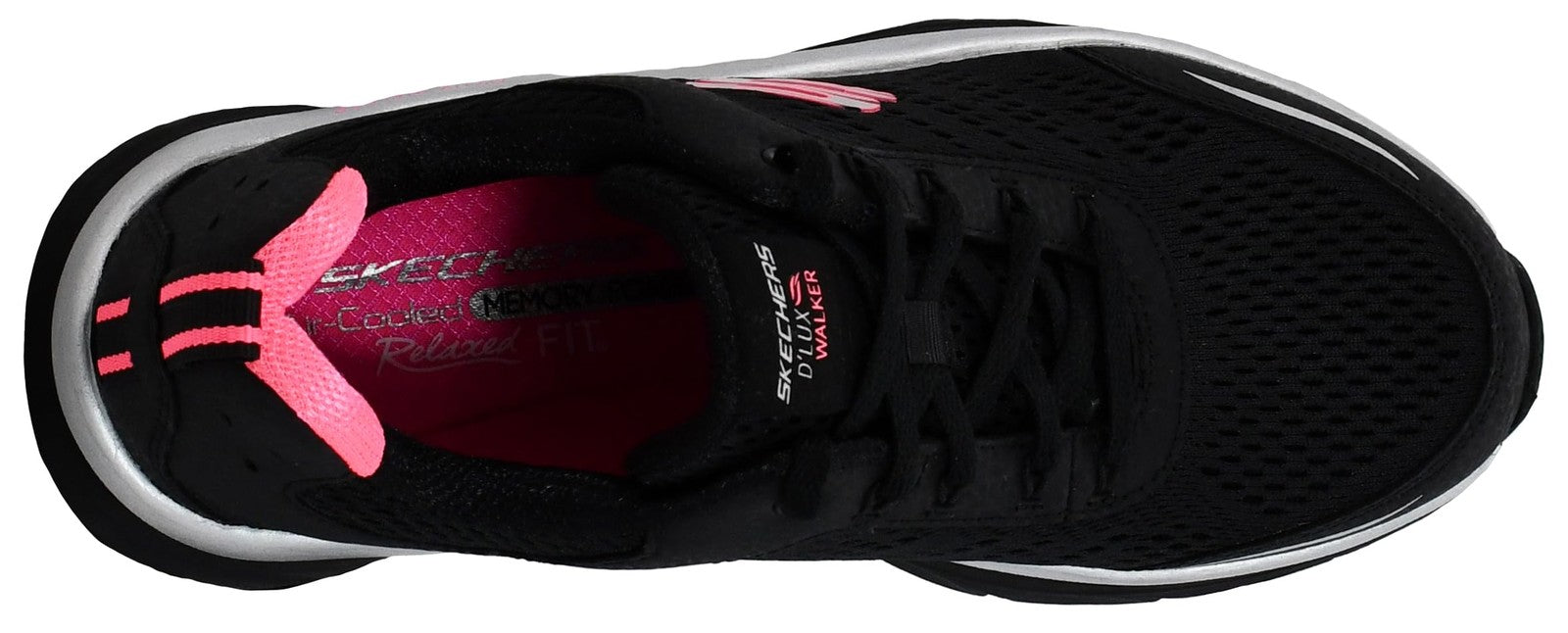 Skechers Women's D'lux Walker-Infinite Motion Sneaker, Black/Hot Pink, 8 M US
