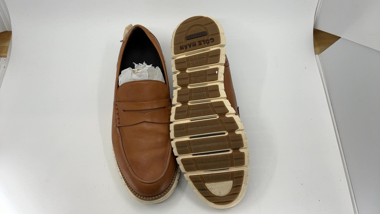 Cole Haan 8.5-M Zerogrand Penny Loafers, British Tan/Natural Tan