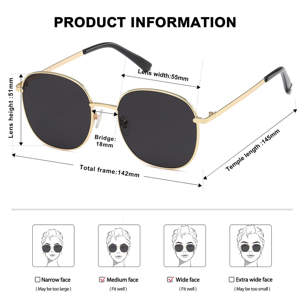 Classic Trendy Square Sunglasses SJ1137 Gold Shades for Women & Men