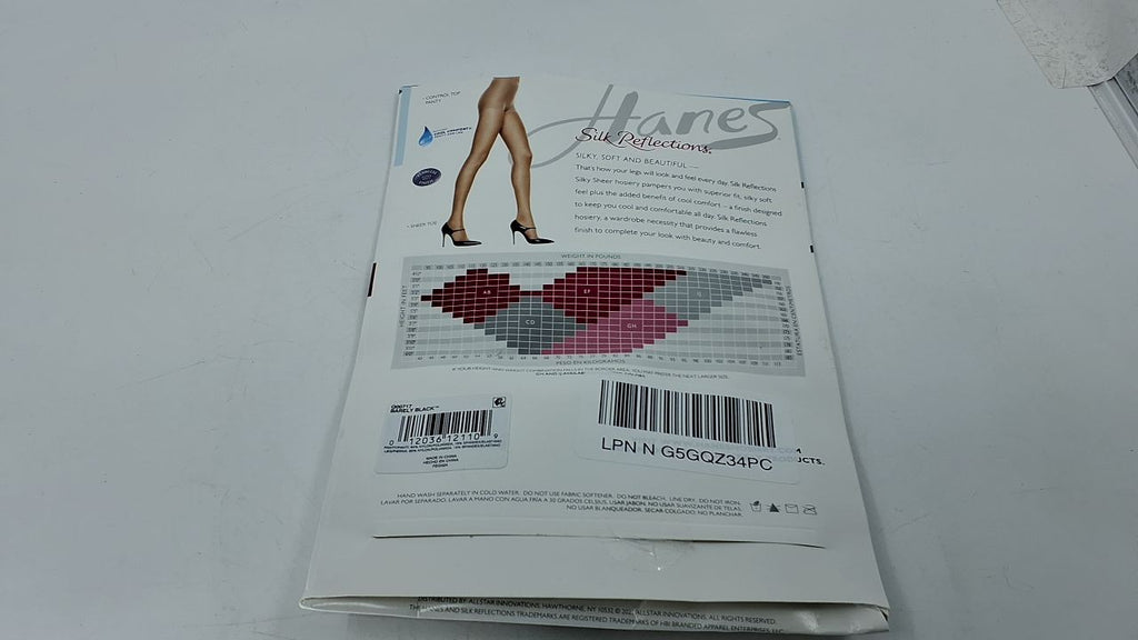 Silk Reflections Sheer Pantyhose, Control Top, Barely Black, Size EF