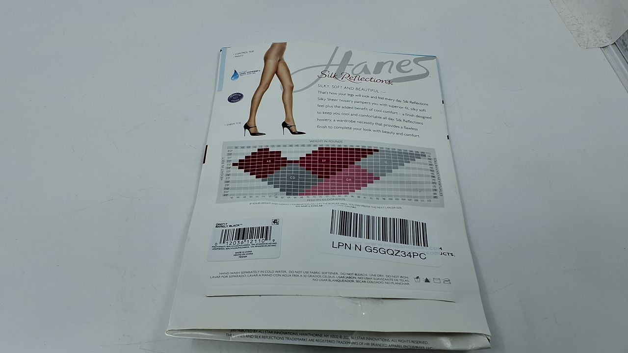 Silk Reflections Sheer Pantyhose, Control Top, Barely Black, Size EF
