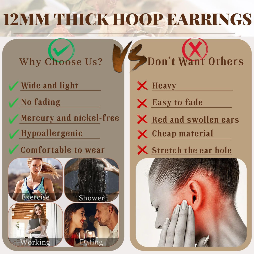 Chunky 30mm Silver Hoop Earrings, 925 Sterling, Lightweight & Hypoallergenic