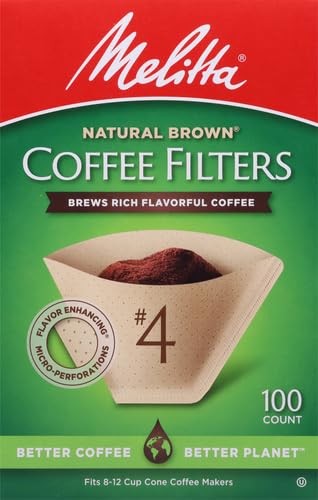 Unbleached Melitta #4 Cone Coffee Filters, 100 Total Filters