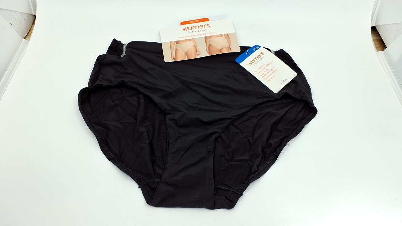 Warner's Smooth It Over Front-Smoothing High Waist Hi-Cut RT9021P Black