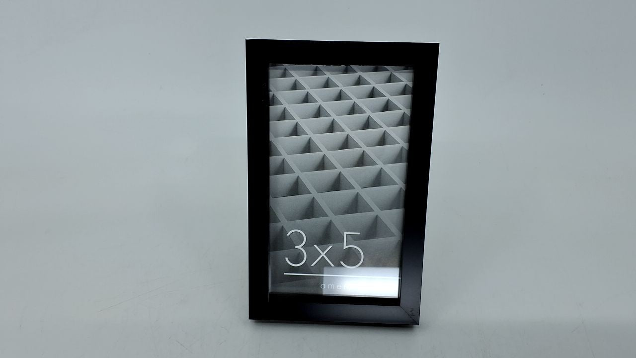 3x5 Black Frame - Crystal-Clear Glass, Modern Design, Tabletop Display
