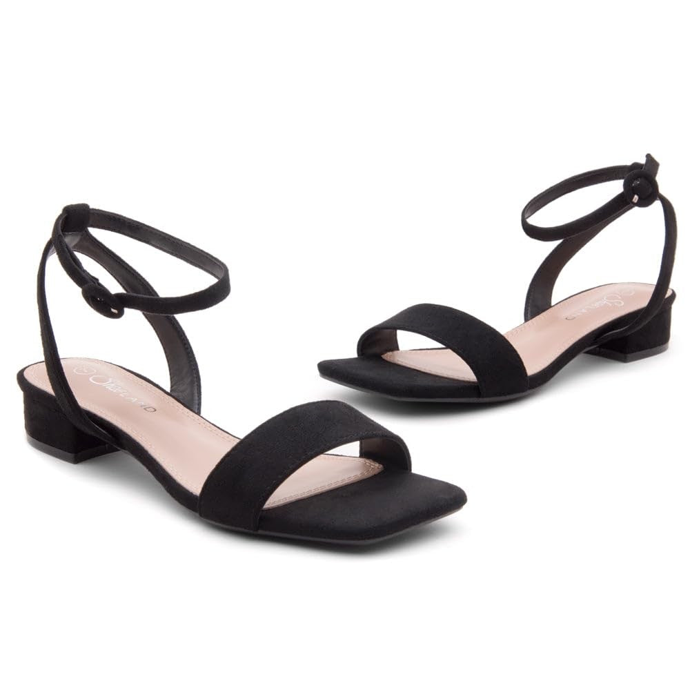 Size 10 Women's Dressy Sandals, 1 Inch Block Heel, Adjustable Ankle Strap