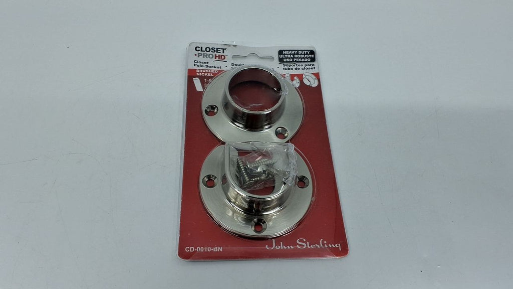 Closet Pro HD CD-0010-BN Heavy Duty Closet Pole Sockets, Brushed Nickel