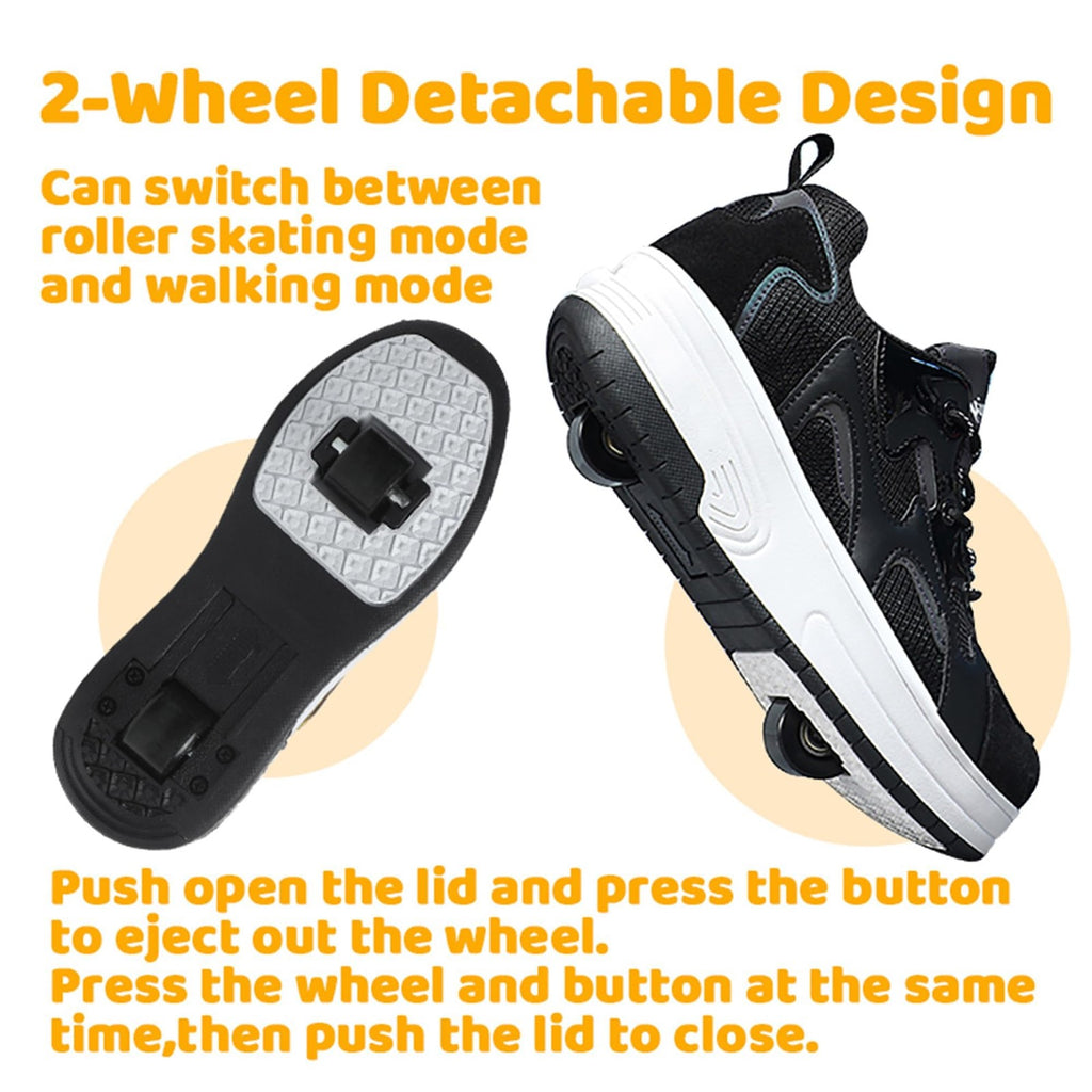 Black Roller Skate Shoes for Kids Size 6 Wooowyet Wheeled Sneakers