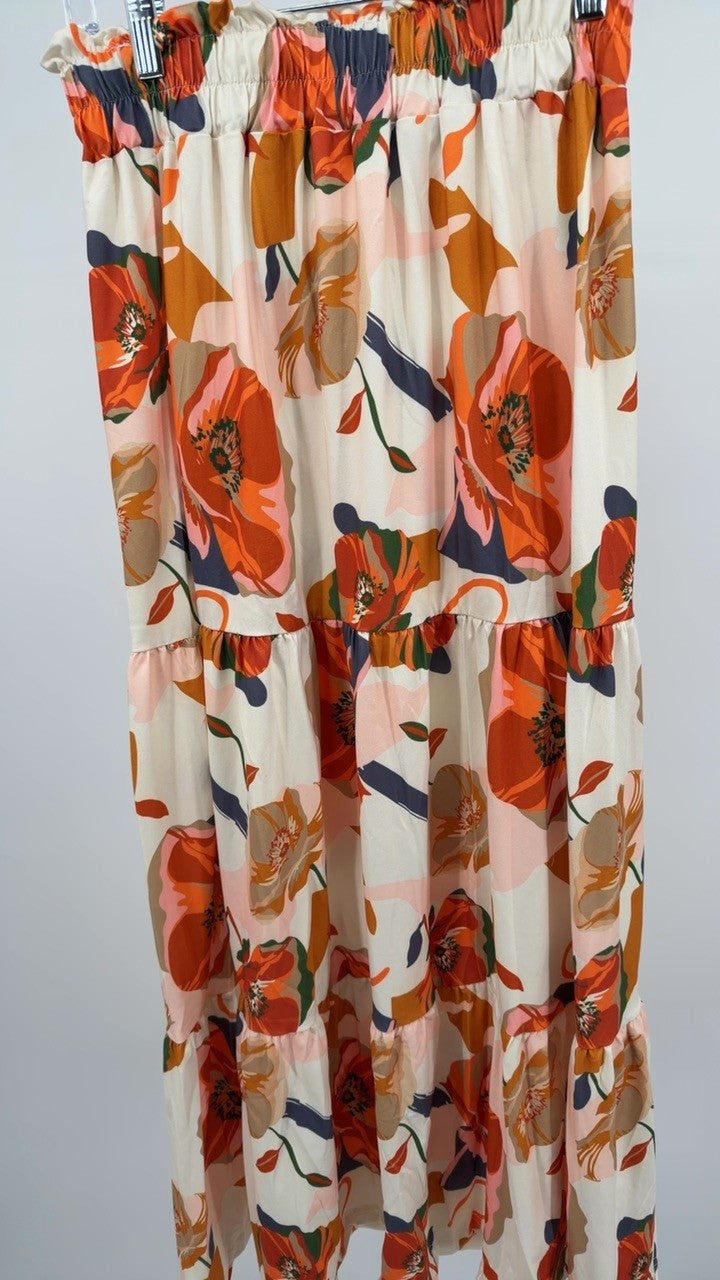 Full Size Floral Print Tiered Skirt Plus Size