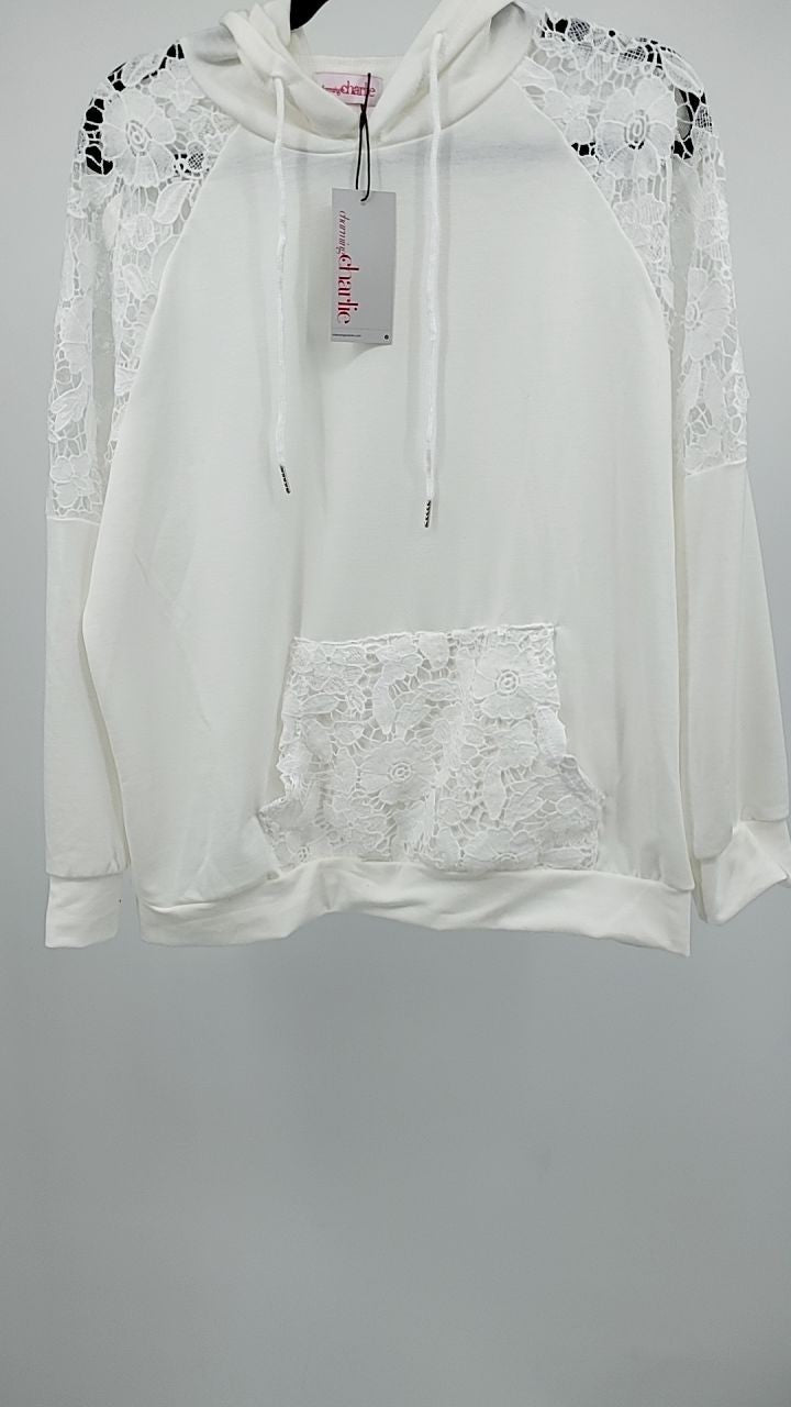 Drawstring Lace Detail Long Sleeve Hoodie