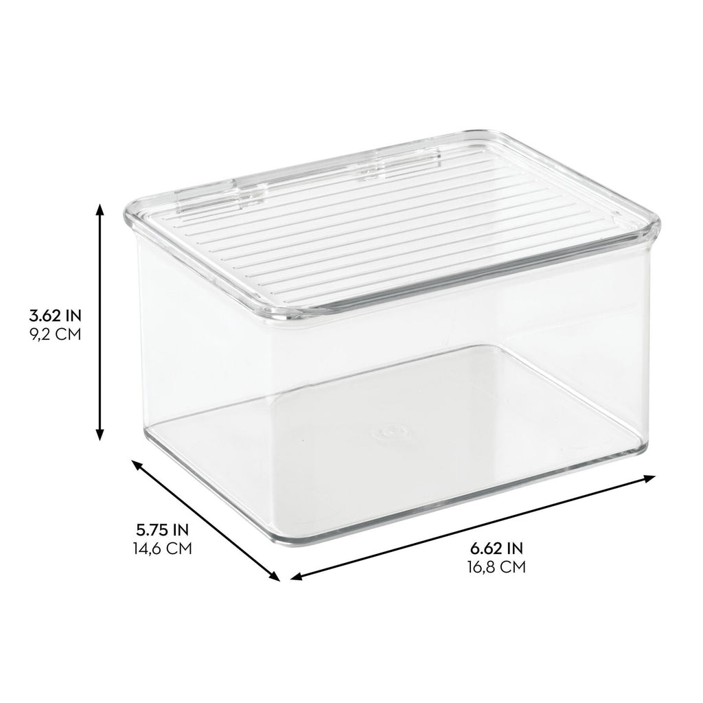 Recycled Plastic Fridge Organizer Bin w/ Lid 6.75x5.75x3.75