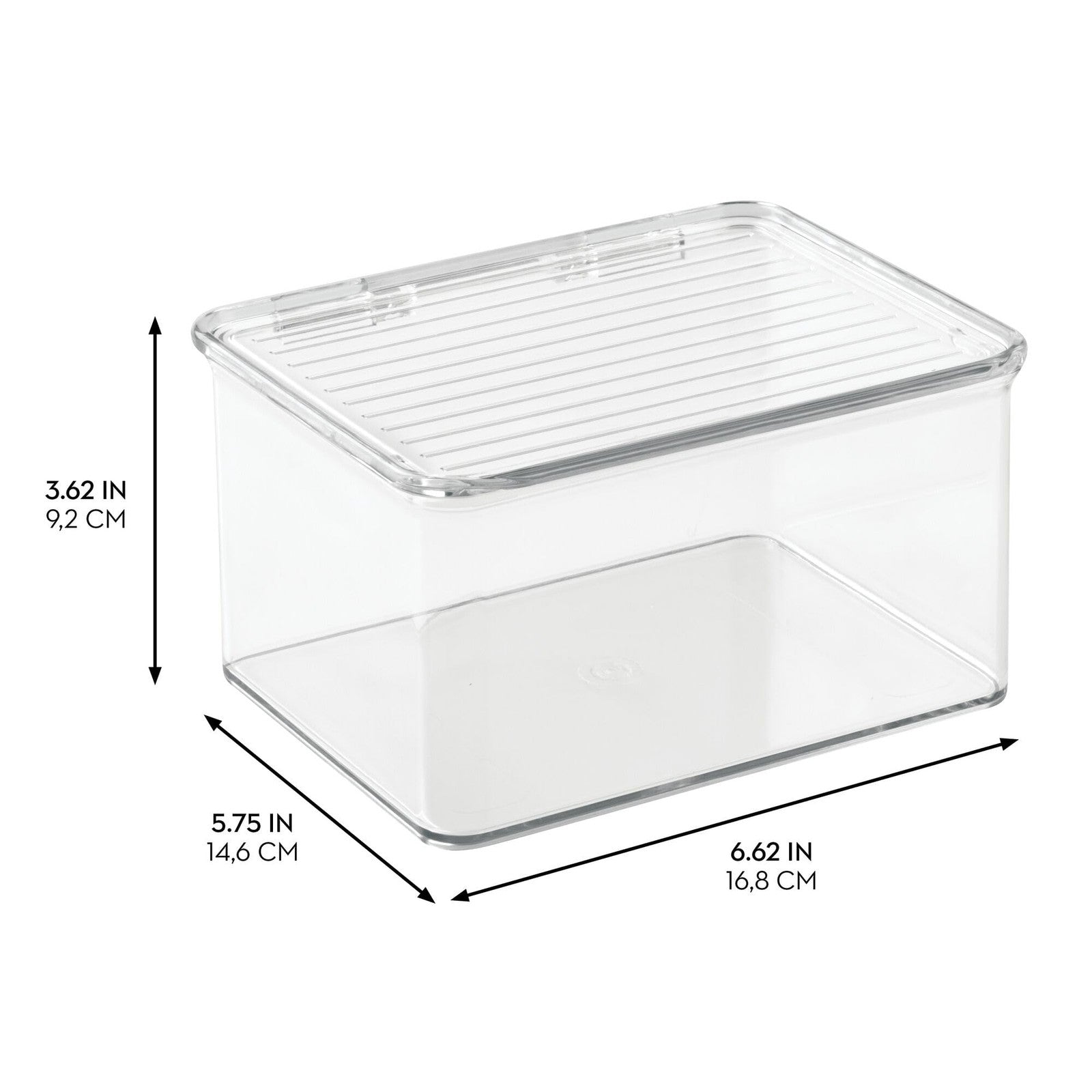 Recycled Plastic Fridge Organizer Bin w/ Lid 6.75x5.75x3.75