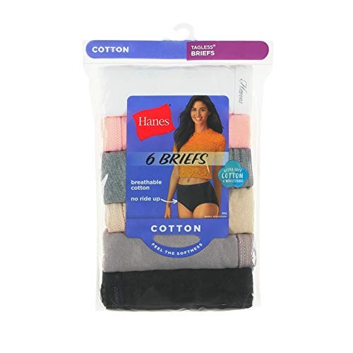 Hanes Womens Cotton High-Waisted Briefs, 6-Pack, Size 8, Body Tones