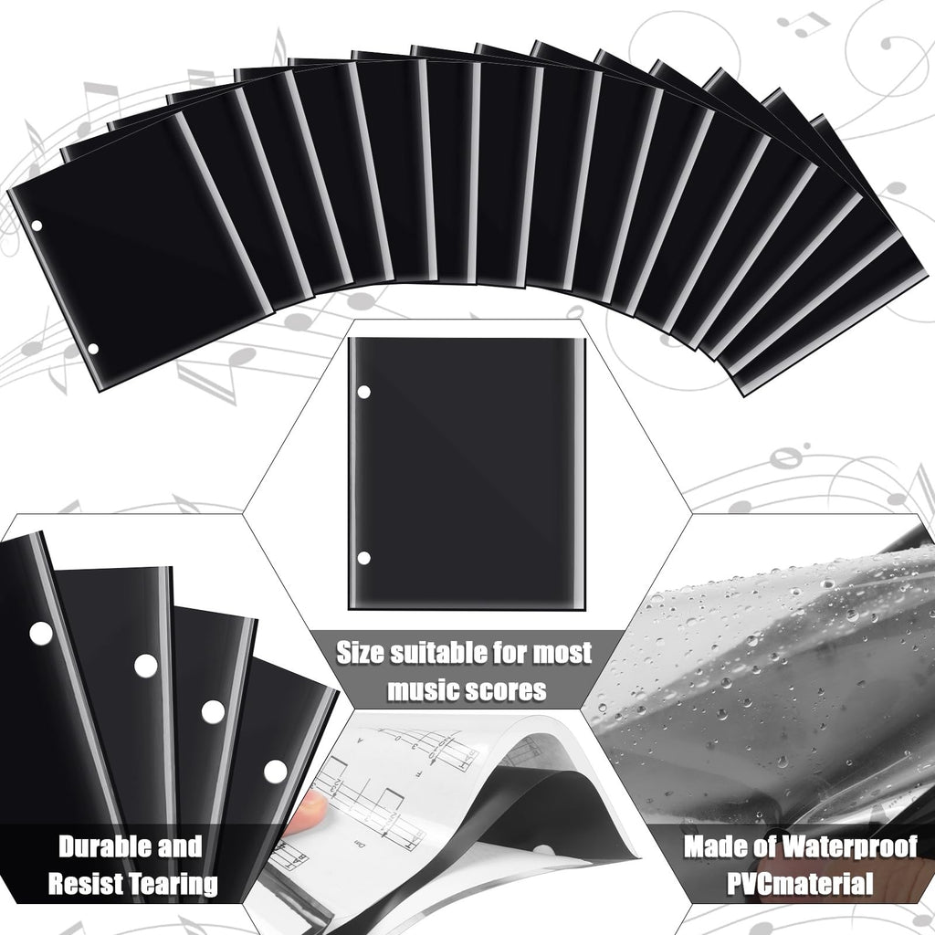 Double Side Flip Folio, 15 Pcs, 7.5 x 6.3 In, Black for Sheet Music