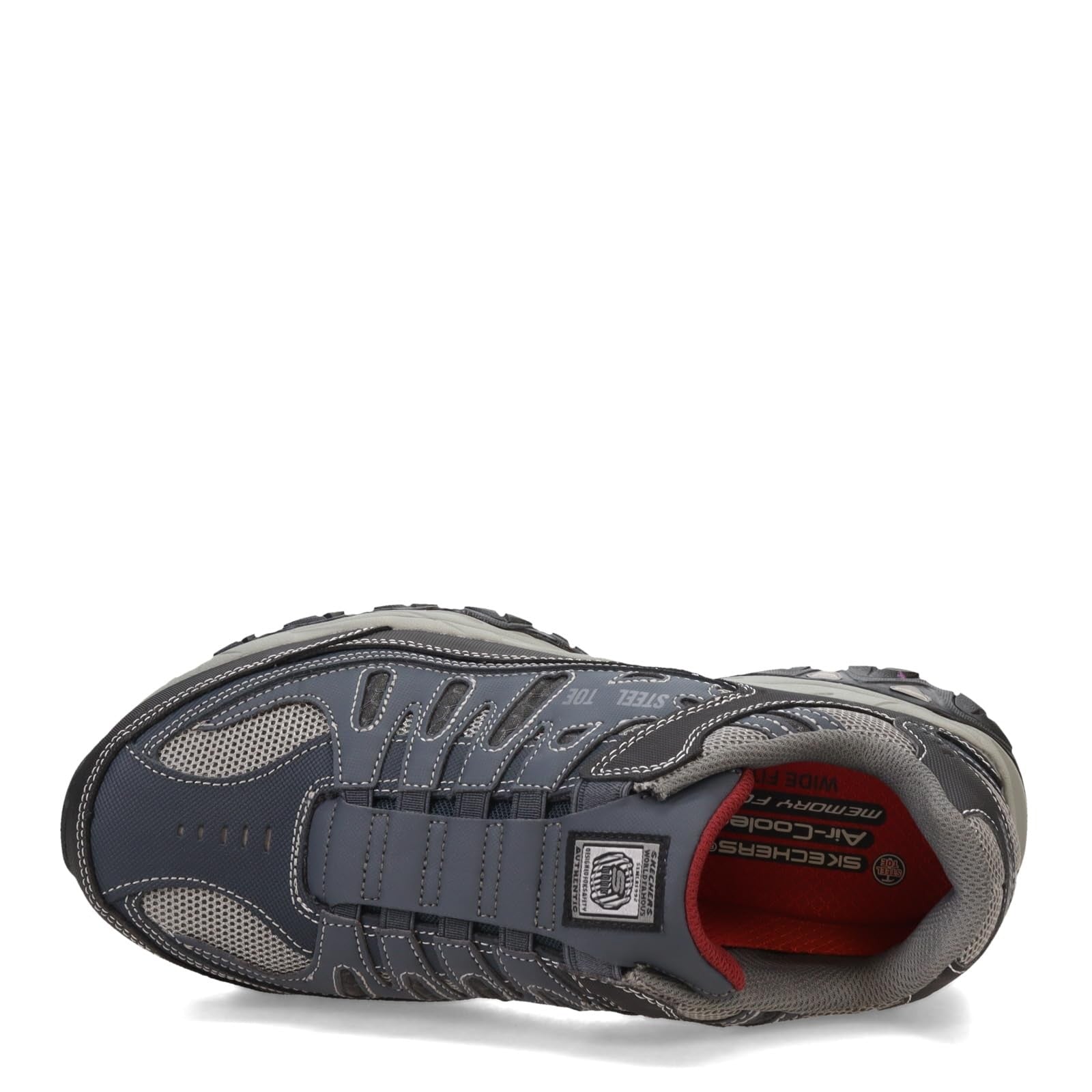 Skechers Men's Cankton Ebbitt Steel Toe Construction Shoe, Navy/Grey, 14 Wide
