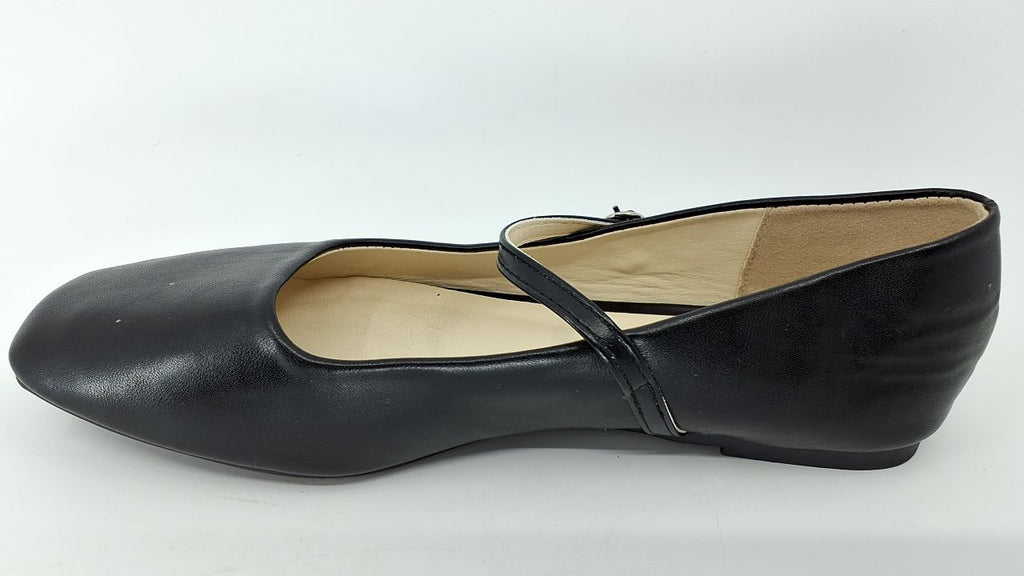 Versatile Womens Black Flats Size 7 w/ Adjustable Strap & Comfort