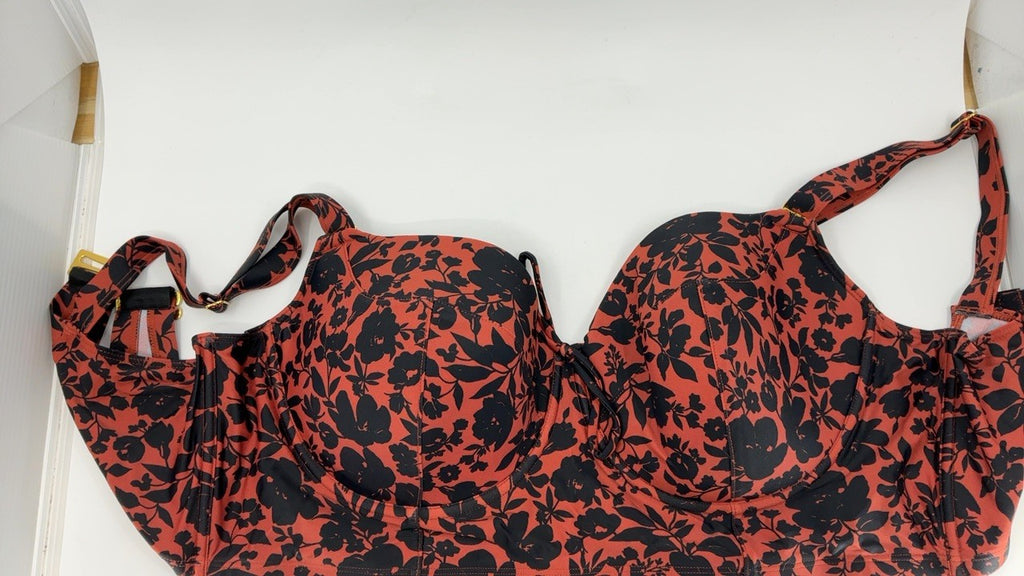 Smart & Sexy 40DD Lightly Lined Underwire Bikini Top - Black Pansy