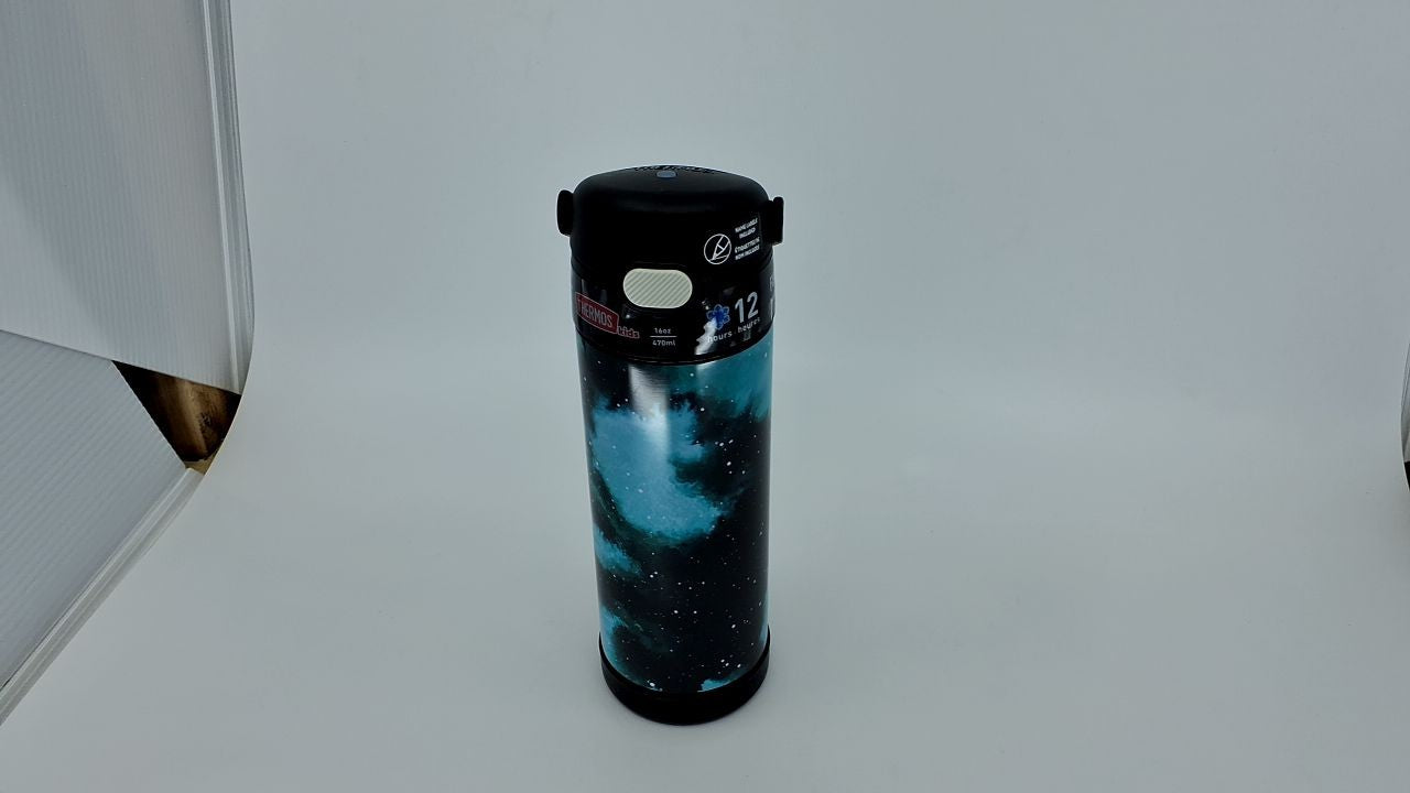 THERMOS FUNtainer 16 Oz Insulated Bottle, Stainless Steel, Galaxy Green
