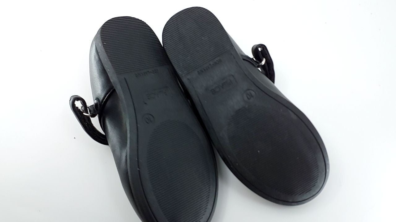 Closed Toe Maryjane Flats for Girls, Black Flower, Toddler Size 10