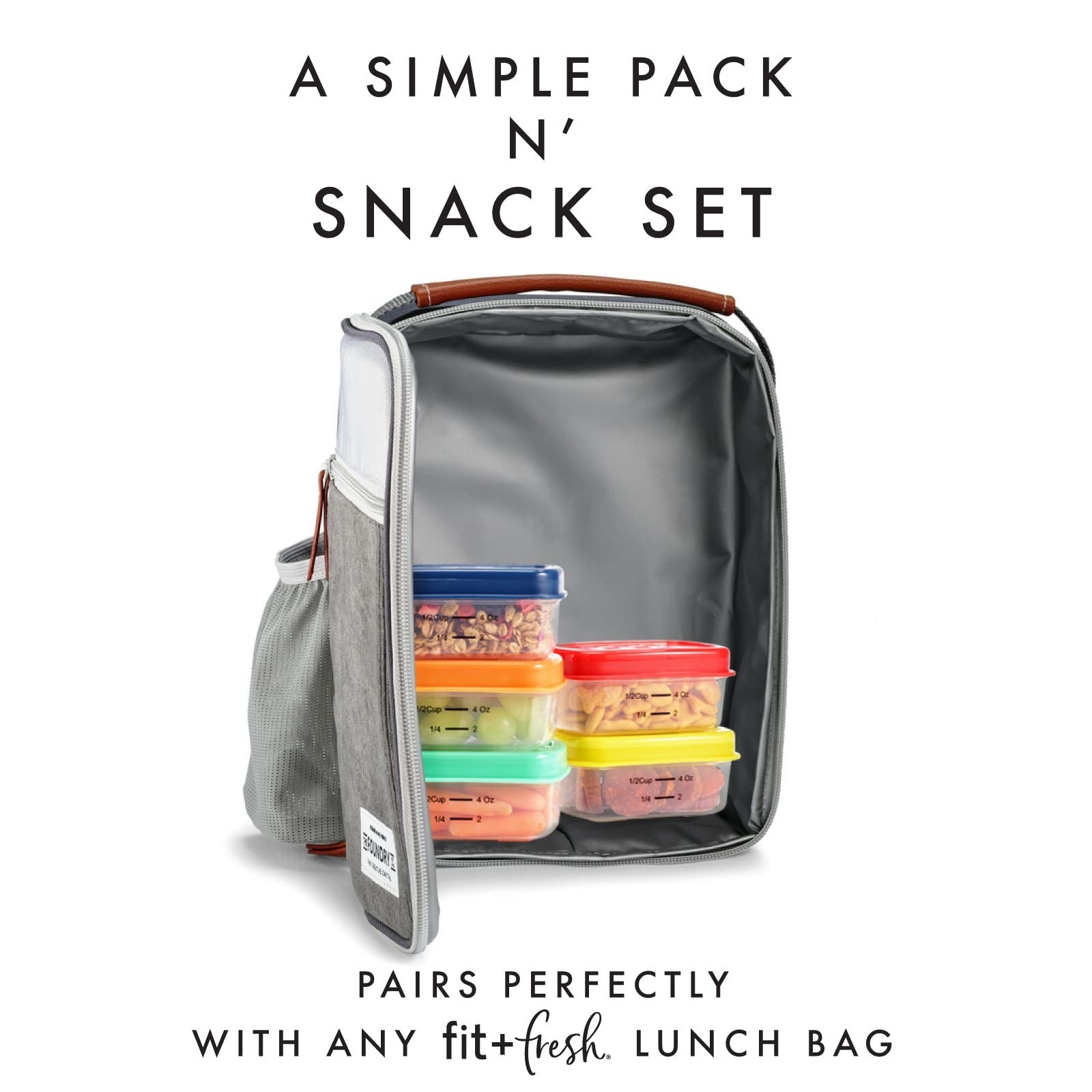 Fit & Fresh 1/2-Cup Snack Set, 5PK Leakproof Containers, Multicolor