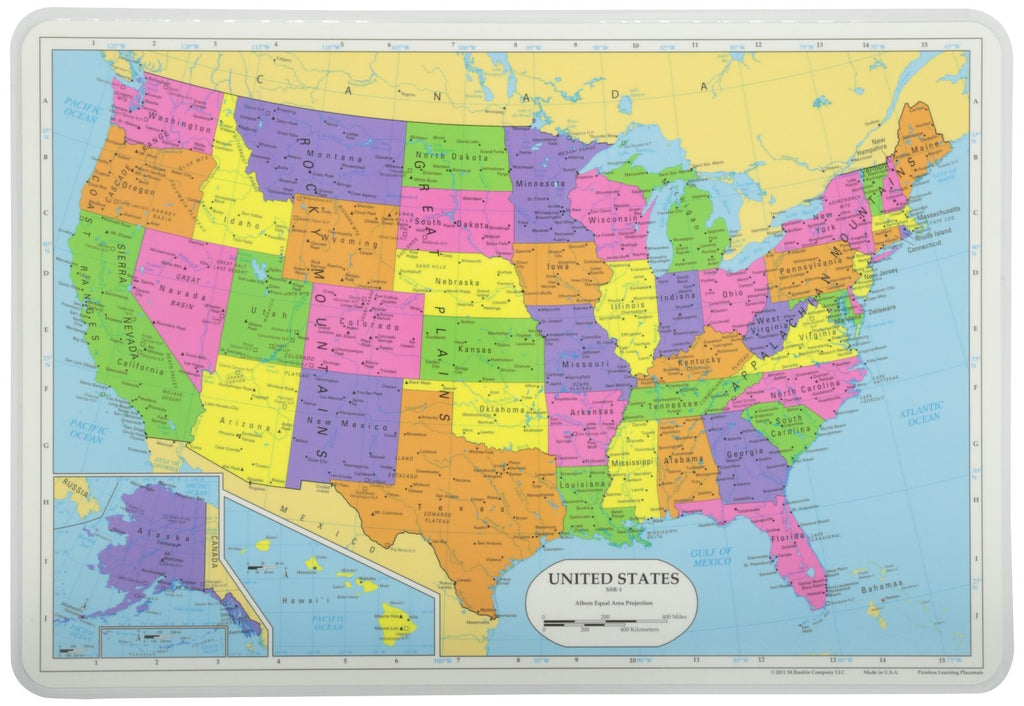Painless Learning Map of USA Placemat Large