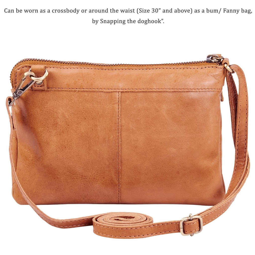 Real Leather Crossbody Bag Women Mustard Multi-Wax Sling Handbag
