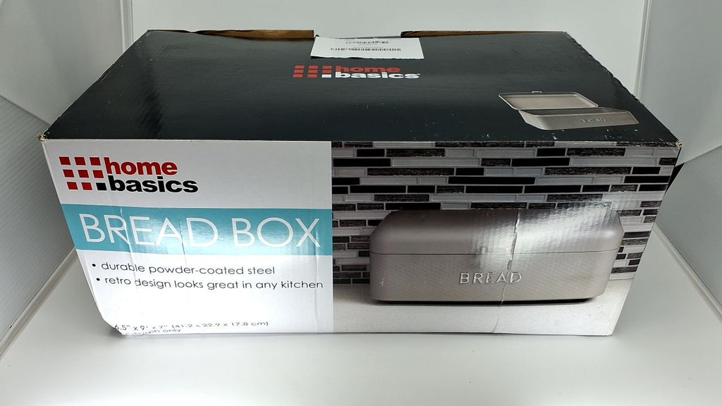 Soho Grey Bread Box - Large Metal Storage for Loaves & Baked Goods