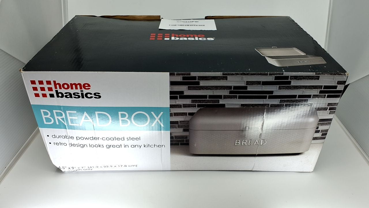 Soho Grey Bread Box - Large Metal Storage for Loaves & Baked Goods