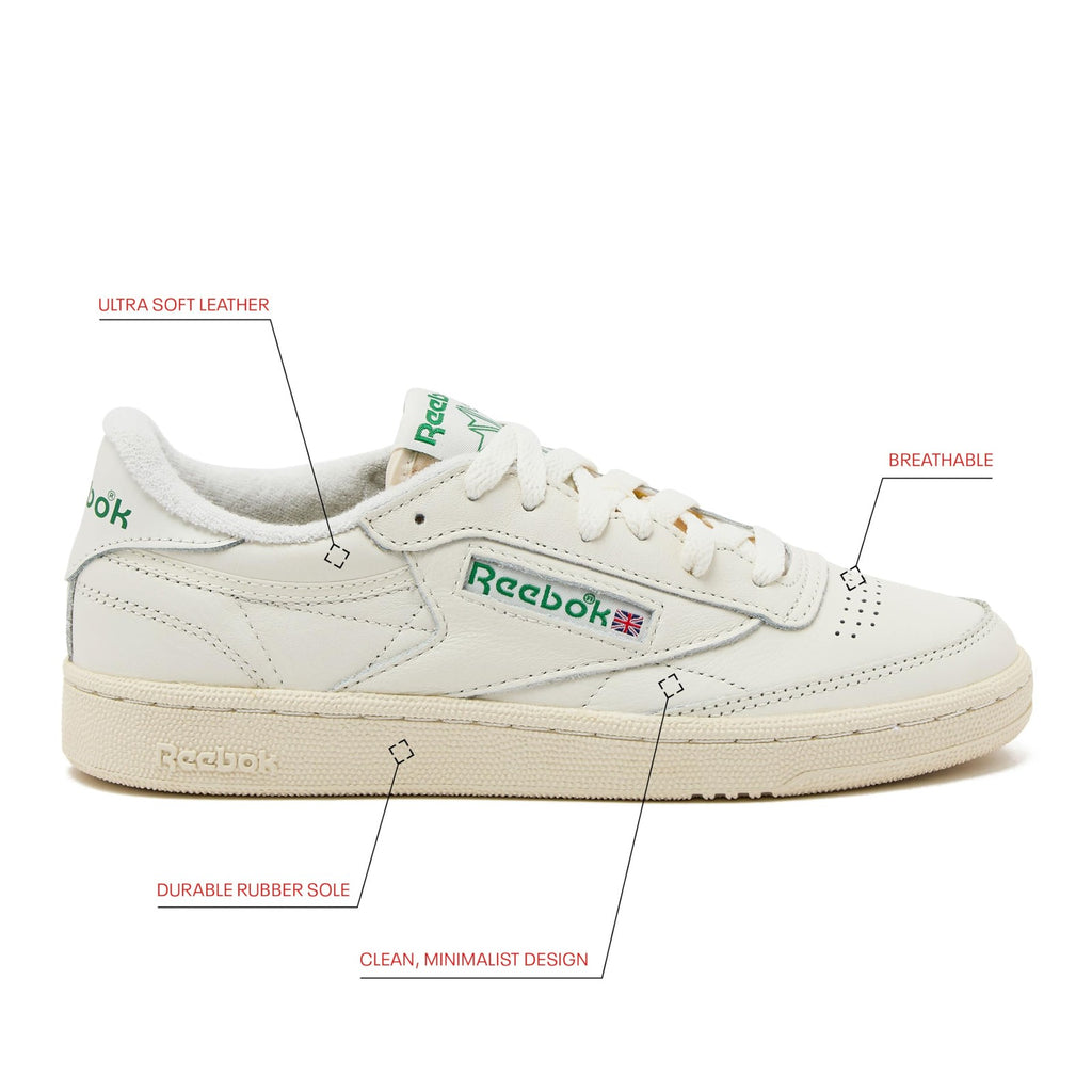 Reebok Club C 85 Vintage Sneakers Women 9 Chalk/Alabaster/Glen Green