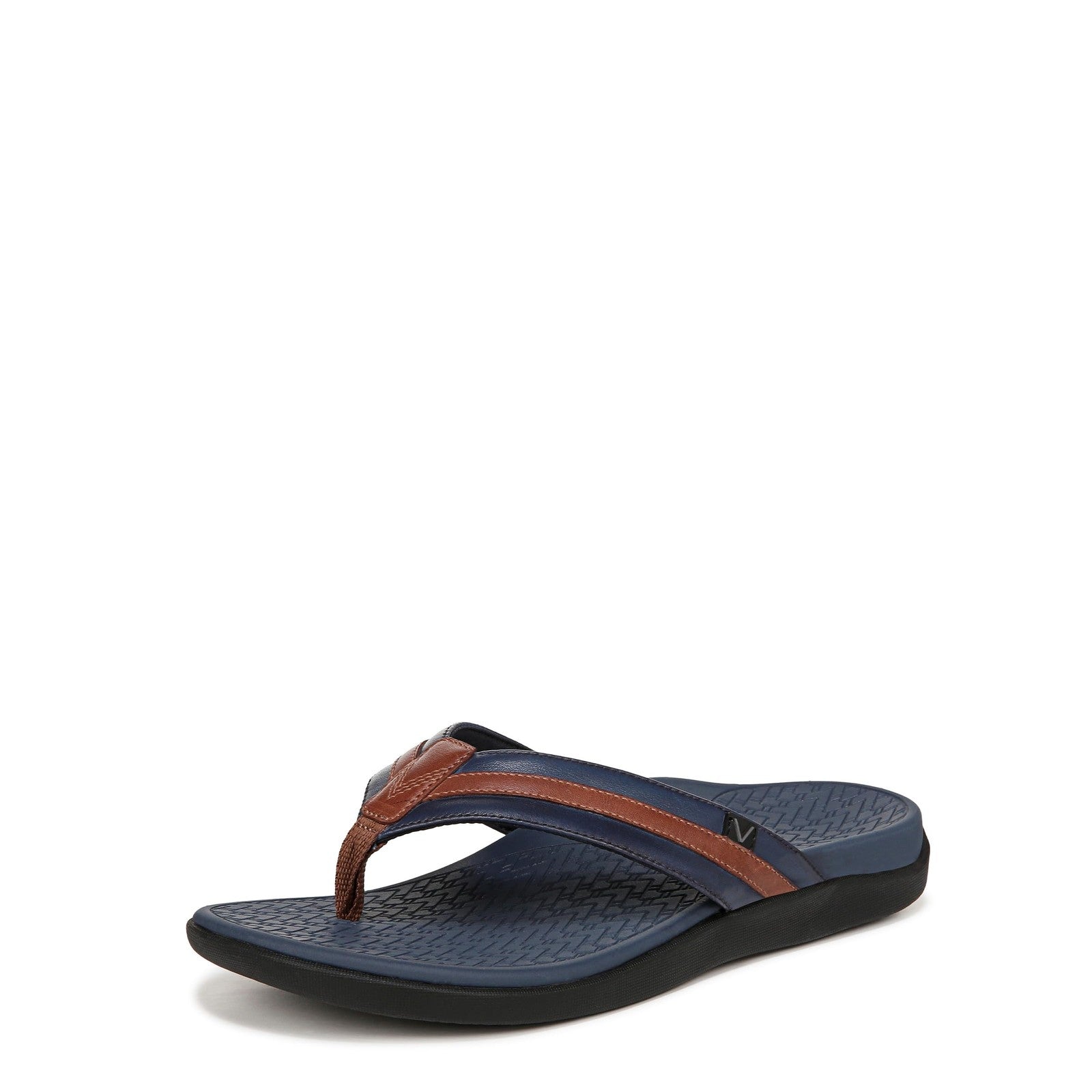 Vionic Mens Tide II Flip-Flop Navy/Brown 13 M