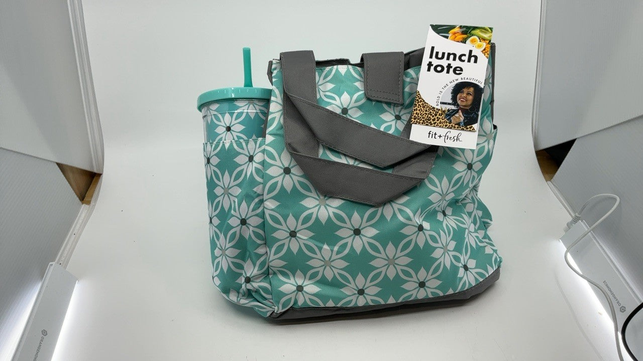 Fit & Fresh Leakproof Lunch Bag for Women, Aqua, Includes Tumbler