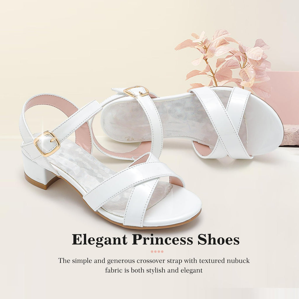 LAURMOSA Girls White Dress Shoes Kids Wedding Dress Shoes for Girls High Heel,13