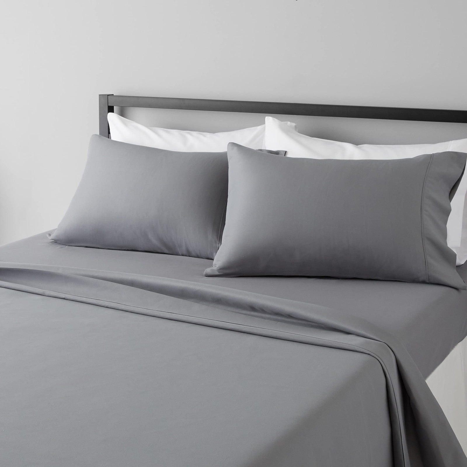 Soft Microfiber 4-Piece Bed Sheet Set, King, Dark Gray, 14in Deep Pockets