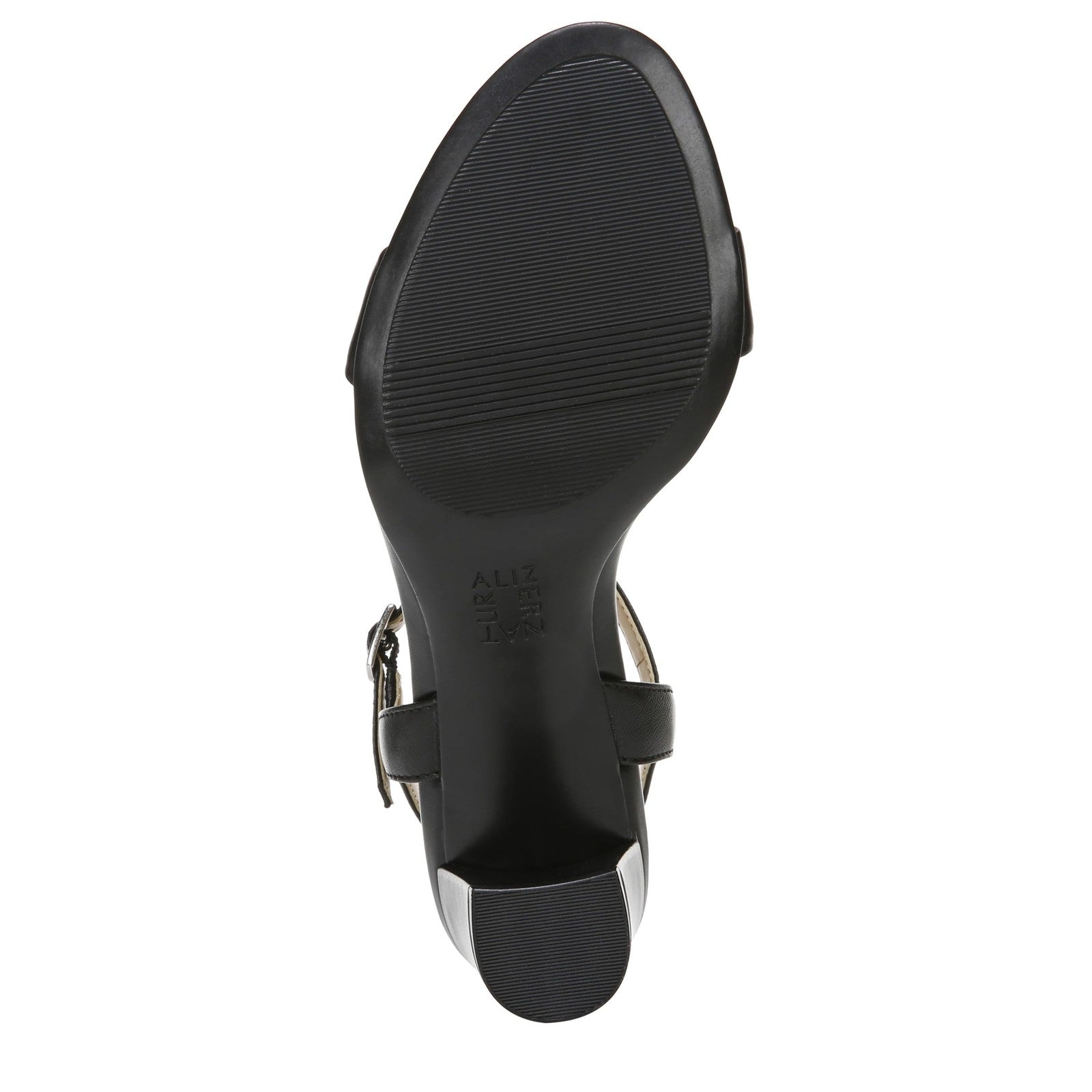 Naturalizer Bristol Ankle Strap Block Heel Sandal Black Smooth 10W
