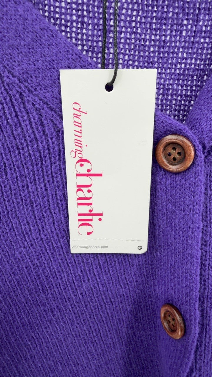 Full Size Button-Front V-Neck Cardigan Plus Size