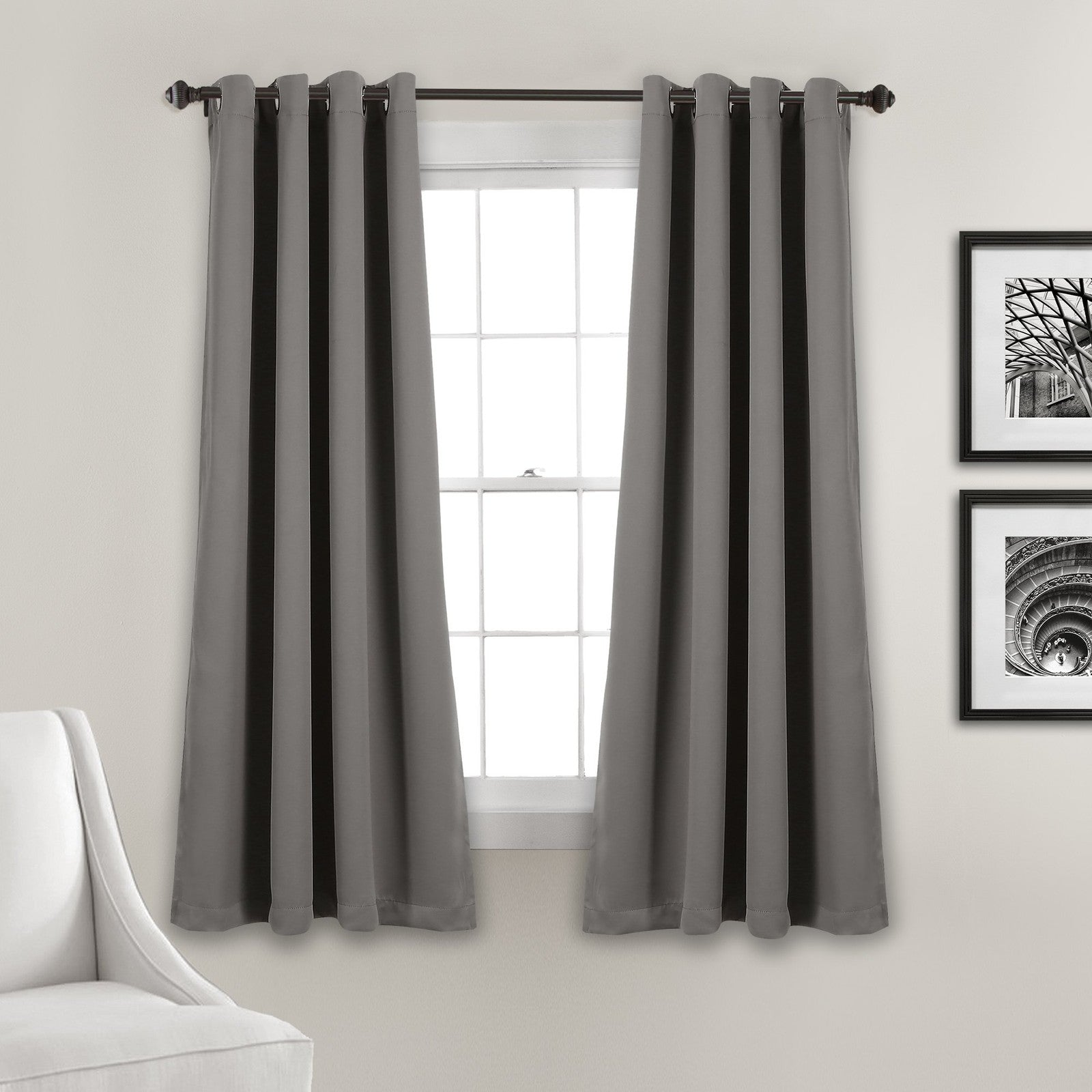 Energy Efficient Blackout Curtains, 52"W x 45"L, Dark Gray, 2 Panels