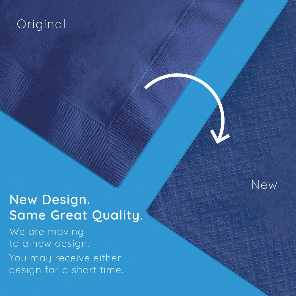 200 Count Navy Blue 2-Ply Paper Beverage Napkins 5" x 5"