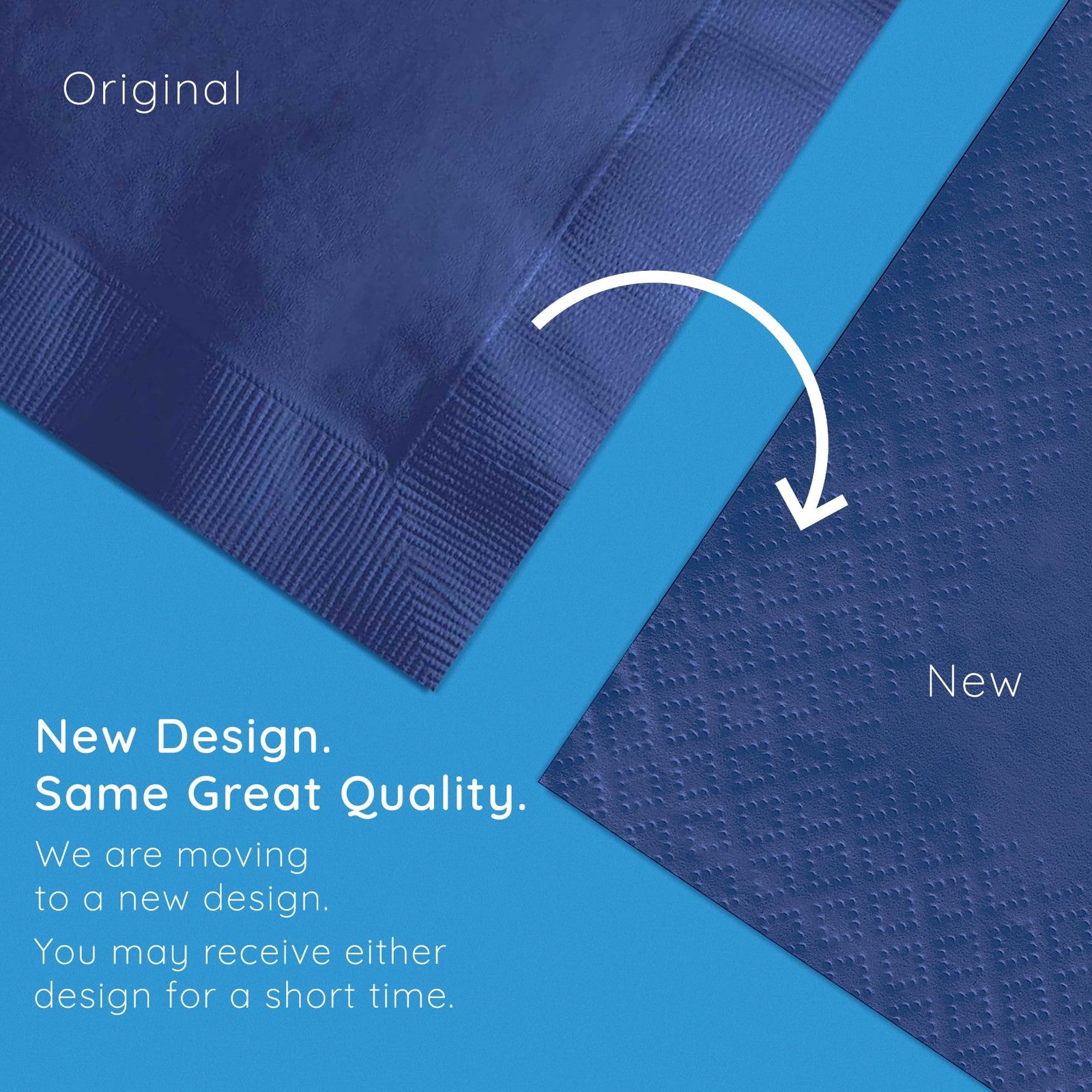 200 Count Navy Blue 2-Ply Paper Beverage Napkins 5" x 5"