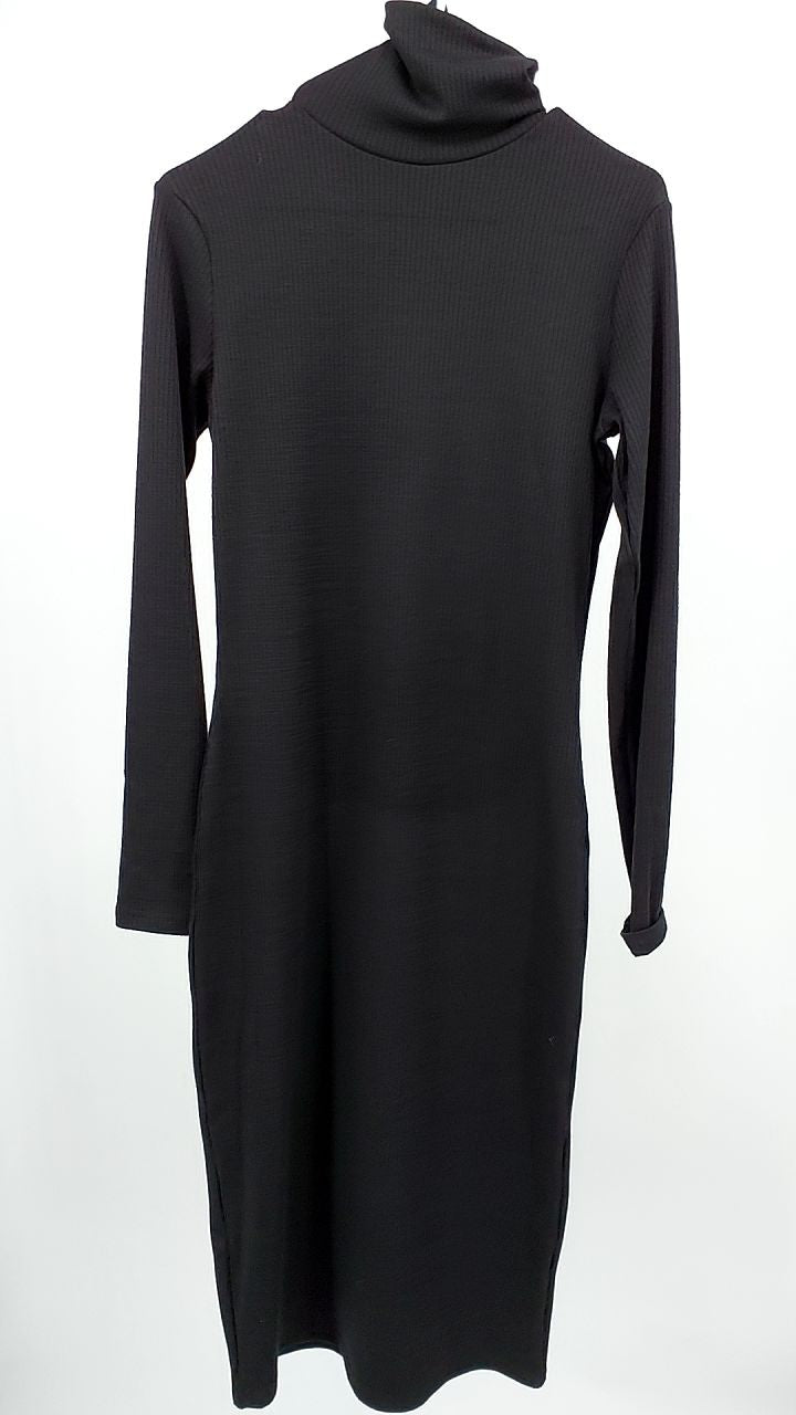 Ribbed Turtleneck Long Sleeve Dress