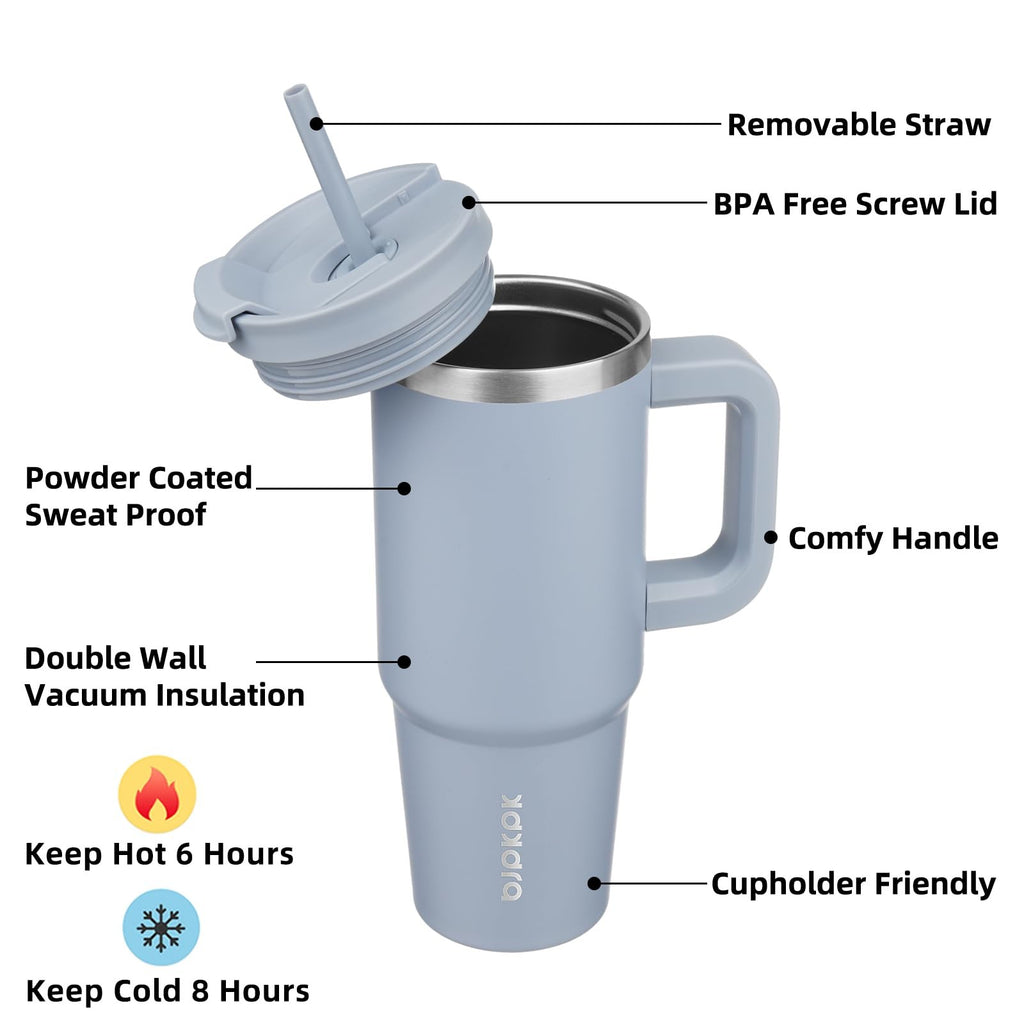 30oz Double Wall Insulated Tumbler w/ Handle - Stainless Steel, Blue