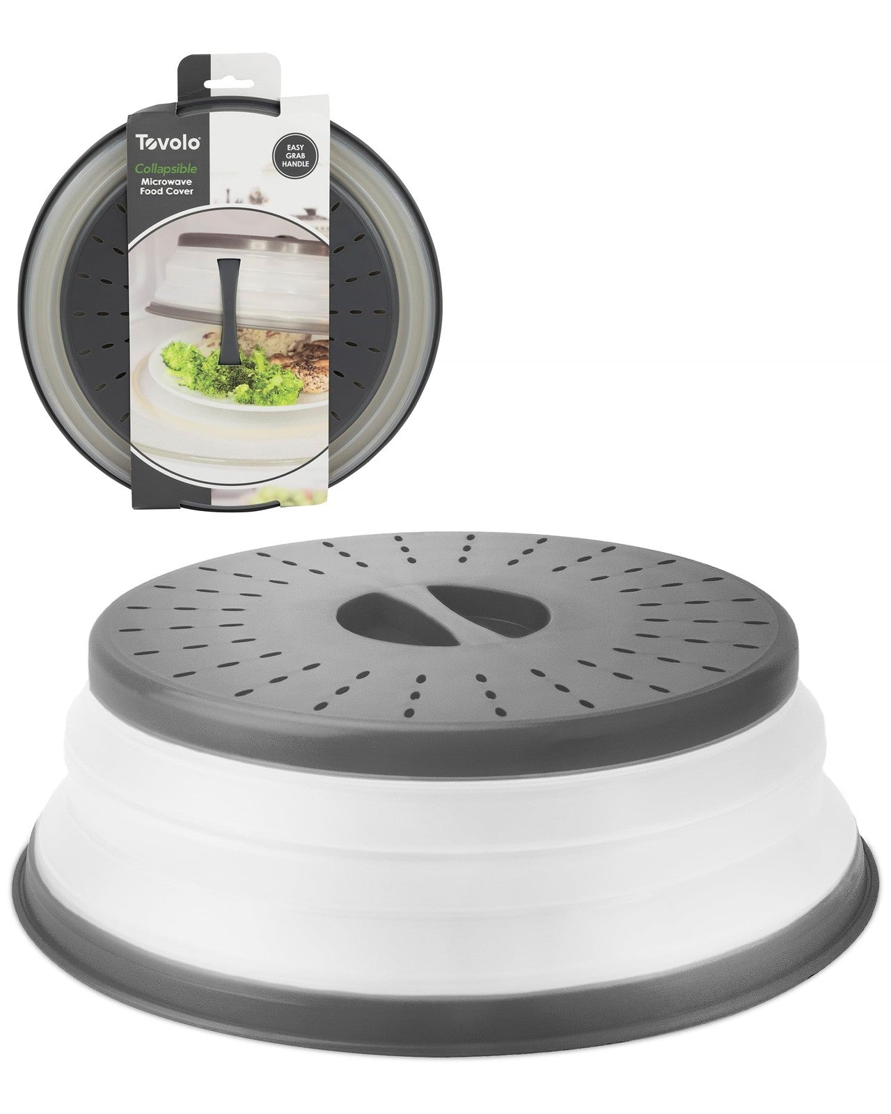 Charcoal Microwave Splatter Cover, Medium Silicone, Multi-Use Kitchen Tool