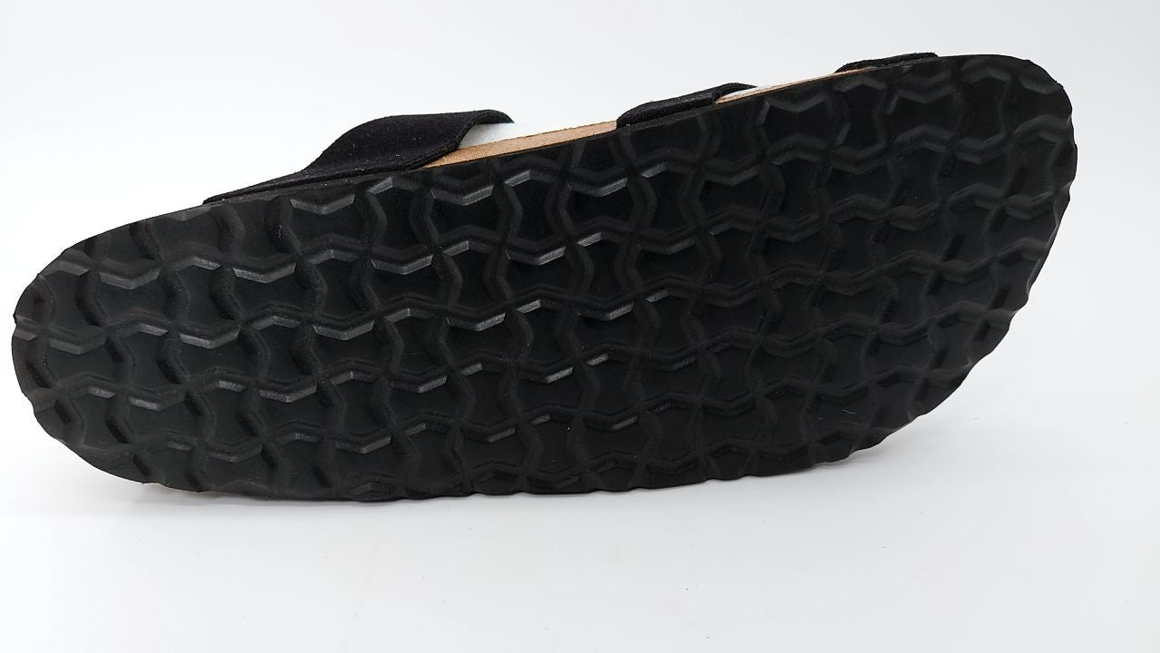 Cushionaire Luna Cork Footbed Slides 10W - Black Adjustable Sandals