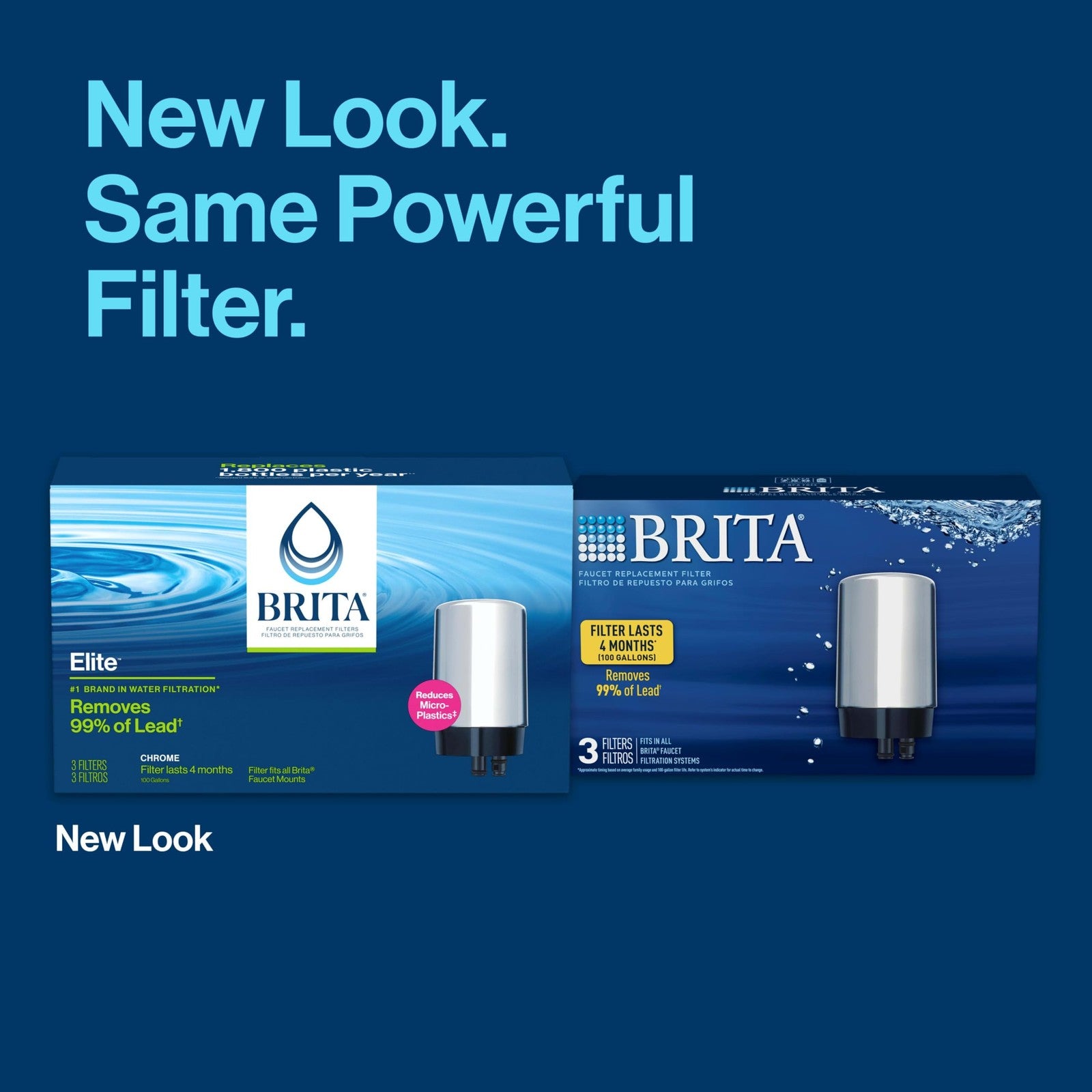 Brita 3 Filters for Faucet Mount, Chrome, Removes 99% Lead & Microplastics