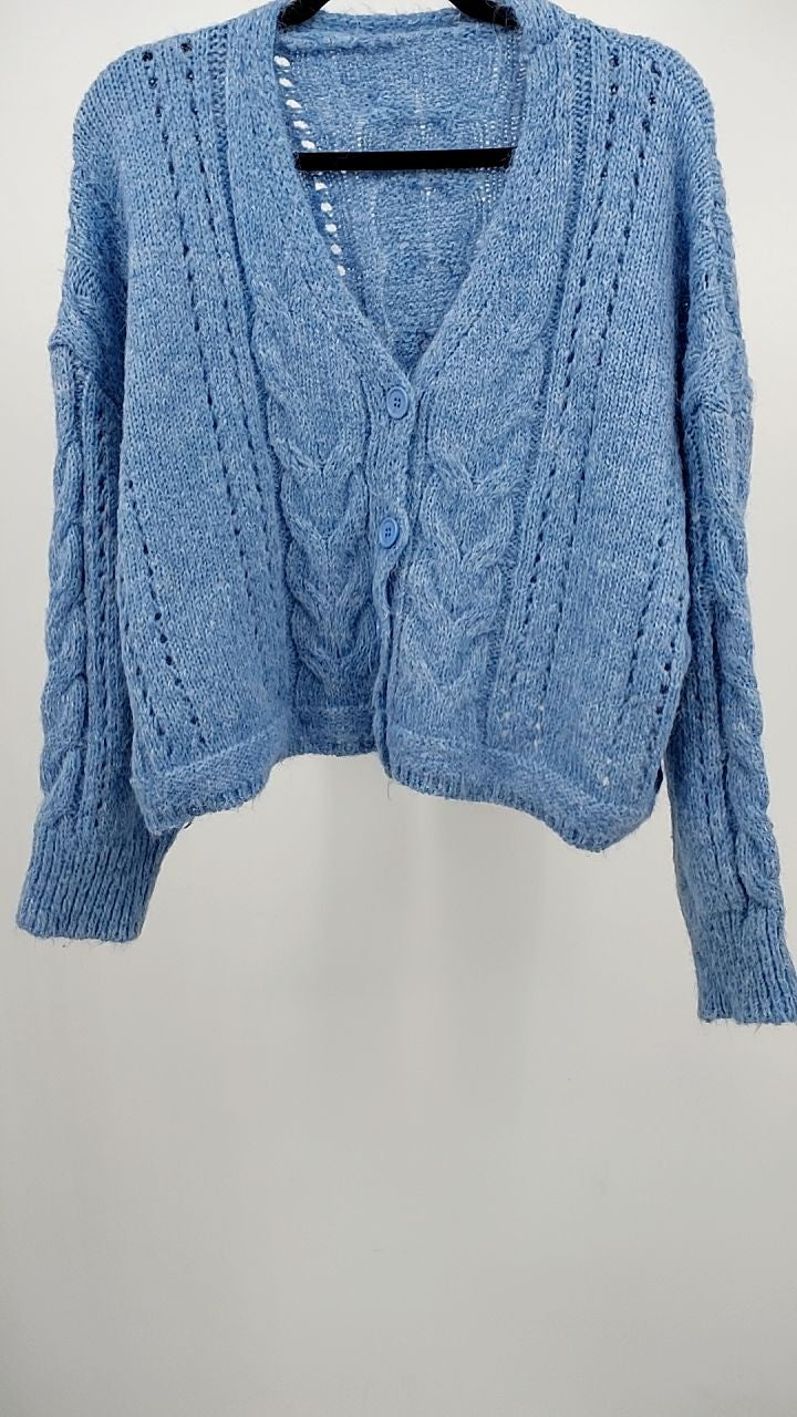 Cable Knit Button-Up Cardigan