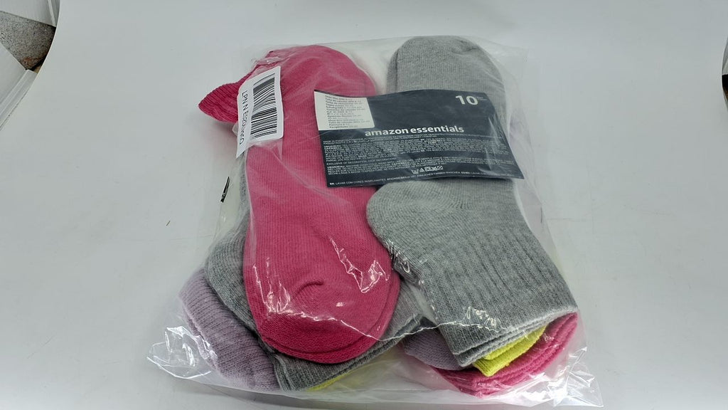 Lightly Cushioned Women's Ankle Socks, 10 Pairs, 8-12, Pink/Grey/White